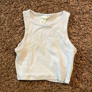 light blue crop top